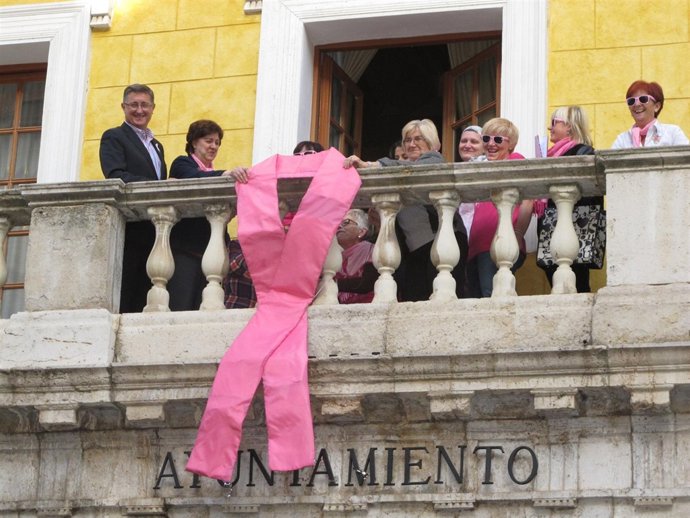 Lazo rosa en el Ayuntamiento de Teruel