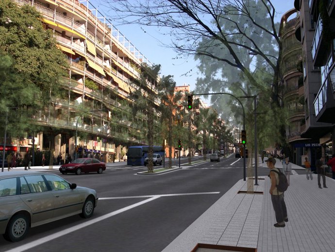 Recreación de cómo quedará Mitre entre Balmes y Mandri tras la reforma