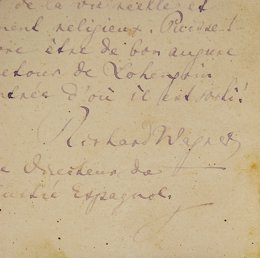 Fragmento de la carta manuscrita por Richard Wagner