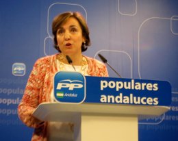 La vicesecretaria de Organización del PP-A, Ana Corredera, hoy en rueda de prens