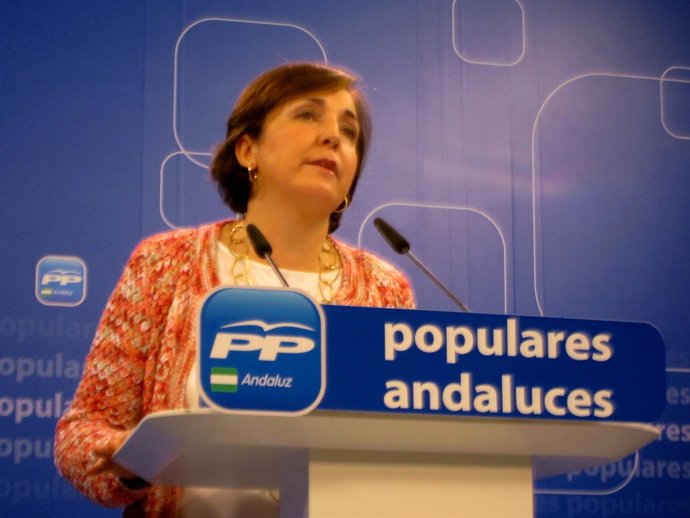 La vicesecretaria de Organización del PP-A, Ana Corredera, hoy en rueda de prens