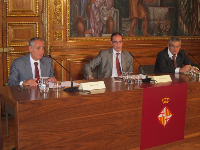 Antoni Gil, Joan Pla y Antoni Vives en presentación del Barcelona Urban Cluster