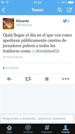 Twitter del alcalde de El Coronil, Jerónimo Guerrero