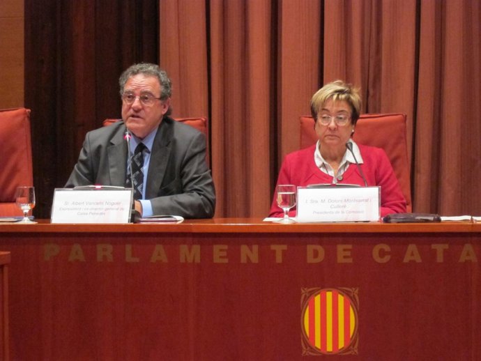 El expte y exdtor gral de Caixa Penedès A.Vancells y la diputada D.Montserrat