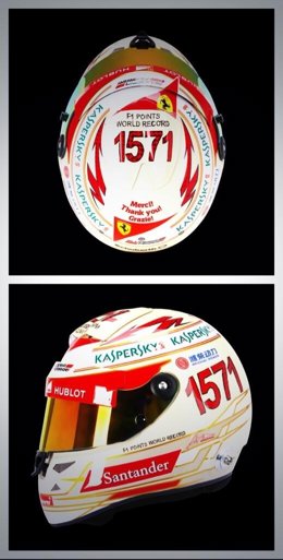 Casco especial de Fernando Alonso por su récord de puntos