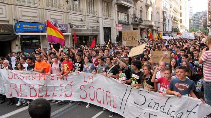Manifestación de estudiantes en Valencia 23-O