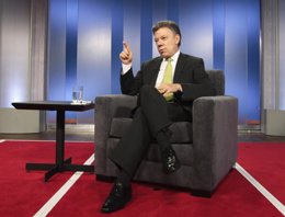 El presidente de Colombia, Juan Manuel Santos, durante una entrevista con Reuter