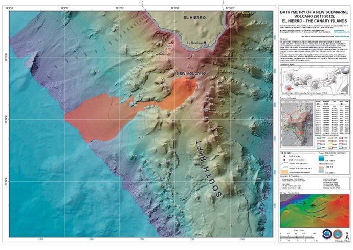 Mapa del nuevo volcán submarino de El Hierro