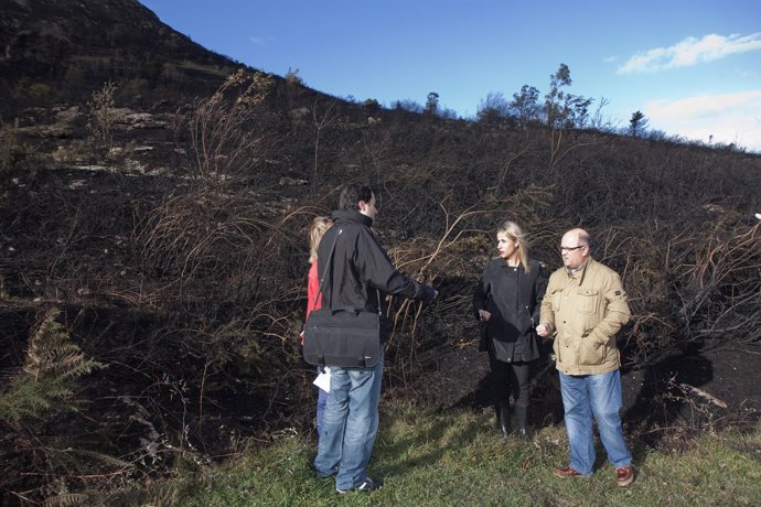 La consejera de Ganadería visita la zona del incendio de Rucandio