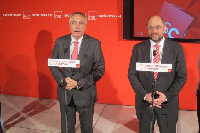 Pere Navarro y el presidente del Parlamento Europeo, Martin Schulz