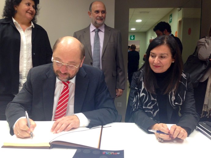 Pte.PE, Martin Schulz, y pta.Taula Entitats Tercer Sector, A.Guiteras
