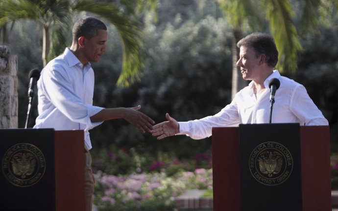 Los presidentes de EEUU, Barack Obama, y Colombia, Juan Manuel Santos.