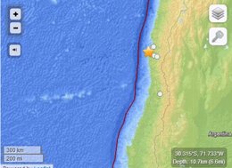 Zona de sismos en Chile