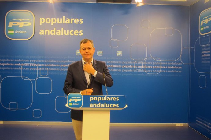 El secretario general del PP-A, José Luis Sanz, en rueda de prensa