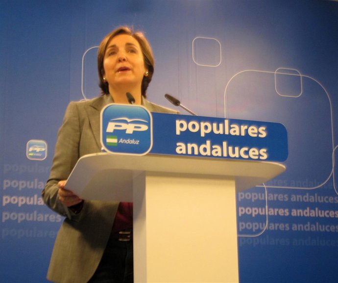 La vicesecretaria del PP-A Ana Corredera, hoy en rueda de prensa