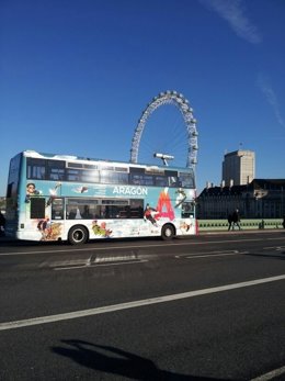 Autobús promocional de Aragón en Londres
