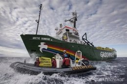 Protesta de Greenpeace en el mar de Kara (Ártico ruso)