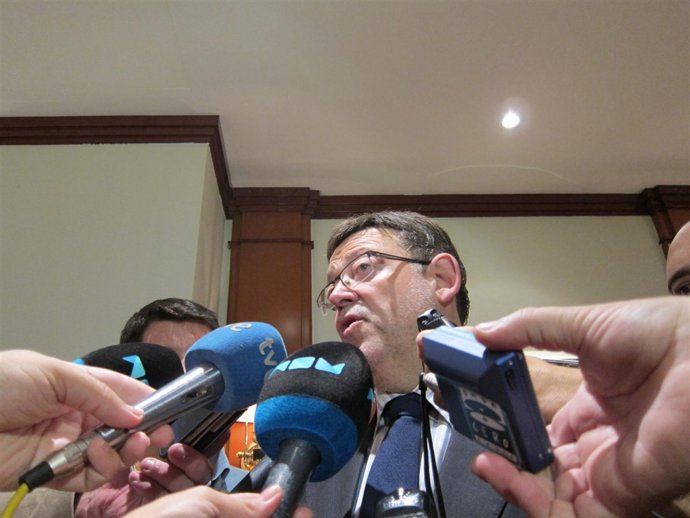 Ximo Puig esta mañana durante su comparencia ante los medios alicantinos