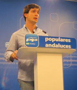 El presidente de NNGG-A, Luis Paniagua, hoy en rueda de prensa