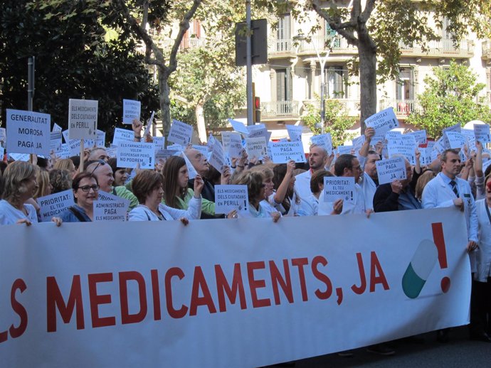 Protesta de farmacéuticos en Barcelona