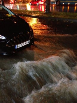 Inundaciones en la Avenida de Lugo en Santiago