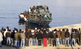 Llegada de inmigrantes a Lampedusa