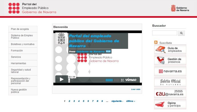 Captura de la página inicial (home) del nuevo portal.
