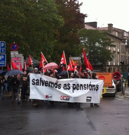 Manifestación contra la reforma de las pensiones en Santiago