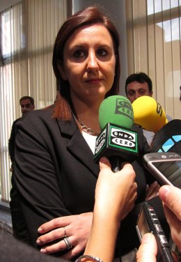 La consellera María José Català, atiende a los periodistas.