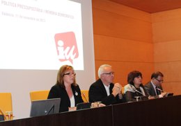 Sanz junto a Lara en la rueda de prensa sobre la Jornada Interparlamentaria