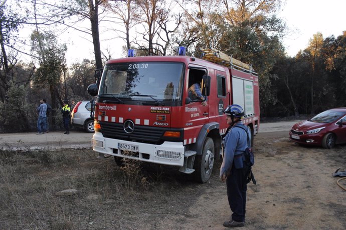 Bomberos en el incendio de Vilopriu Baix Empordà