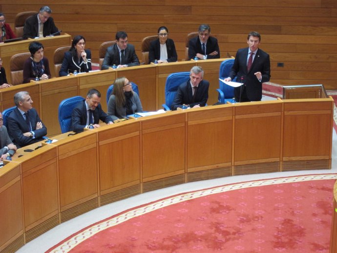 El presidente de la Xunta, Alberto Núñez Feijóo, durante la sesión de control