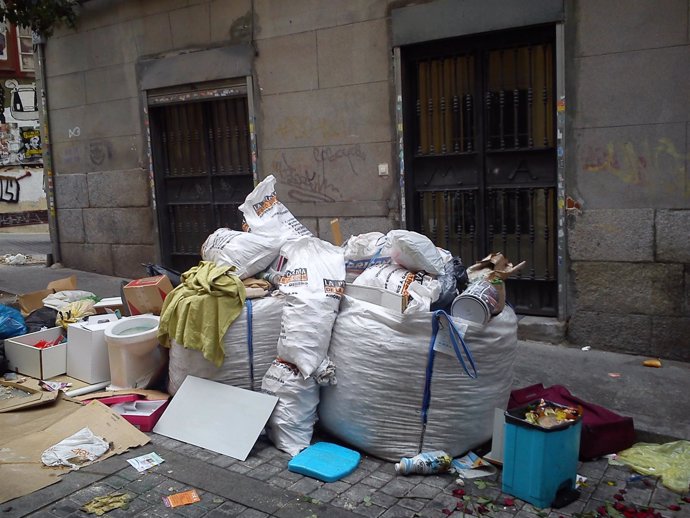 Efectos de la huelga de limpieza en la ciudad de Madrid