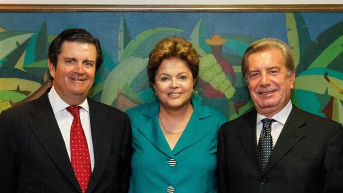 Borja Prado, Dilma Roussef y Fulvio Coni