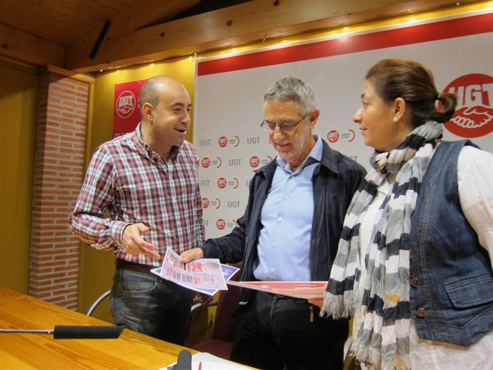 Oscar Lobo, Agustín Prieto y Nuria Pérez, de UGT CyL.