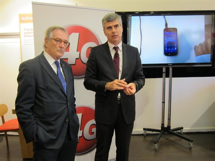 El alcalde de Barcelona Xavier Trias y Albert Buxadé (Vodafone Catalunya) 