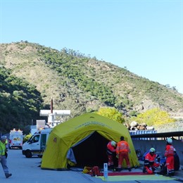 Simulacro de incendio y evacuación en central hidroeléctrica de Endesa.