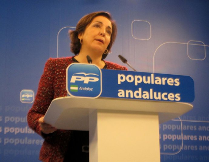 La vicesecretaria del PP-A, Ana Corredera, hoy en rueda de prensa
