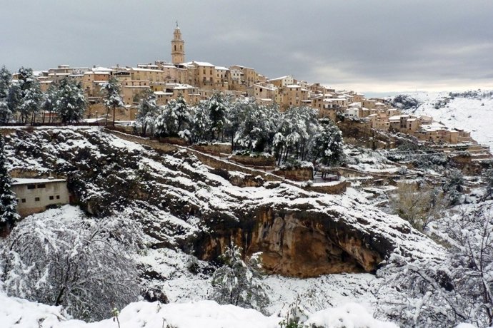 Imagen de la nieve en Bocairent (Valencia)
