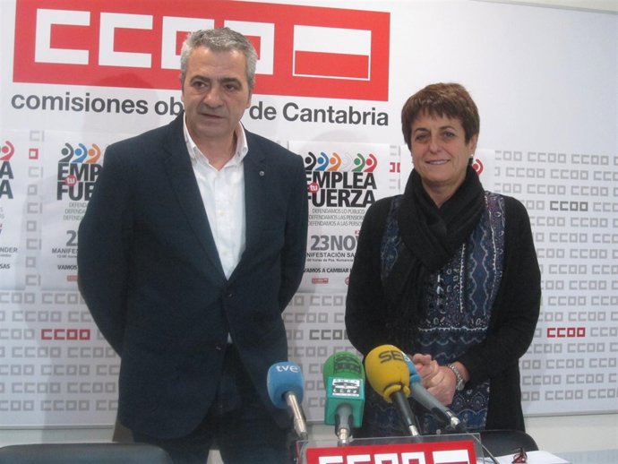 María Jesús Cedrún (UGT) y Carlos Sánchez (CC.OO)