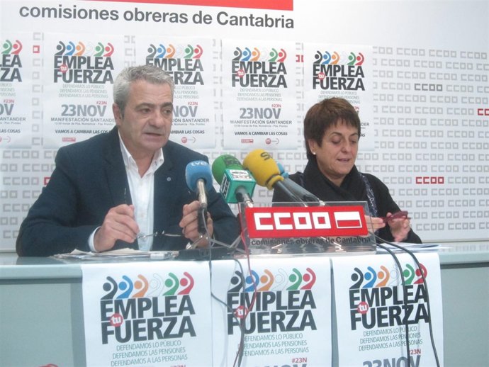 Secretarios generales de CC.OO y UGT, Carlos Sánchez y María Jesús Cedrún