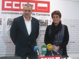 María Jesús Cedrún (UGT) y Carlos Sánchez (CC.OO)