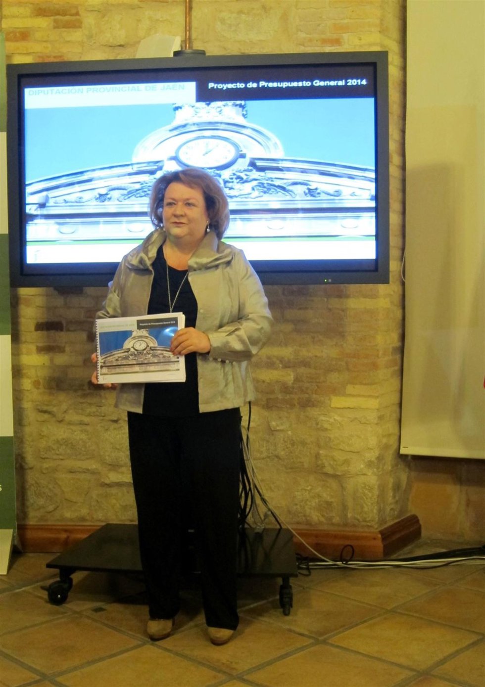 Pilar Parra, con el proyecto de Presupuestos de la Diputación de Jaén para 2014.