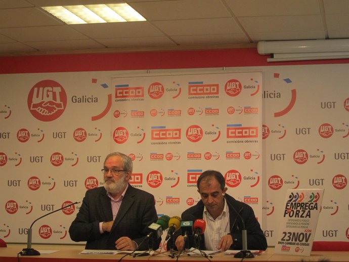 Los secretarios generales de CC.OO. Y UGT en rueda de prensa