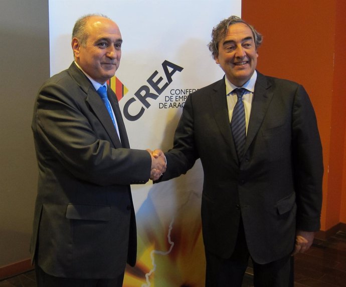 El presidente de la CREA, Fernando Callizo, y el de la CEOE, Juan Rosell