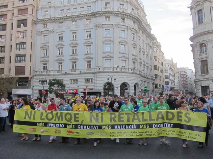 Manifestantes contra la Lomce y los recortes en educación