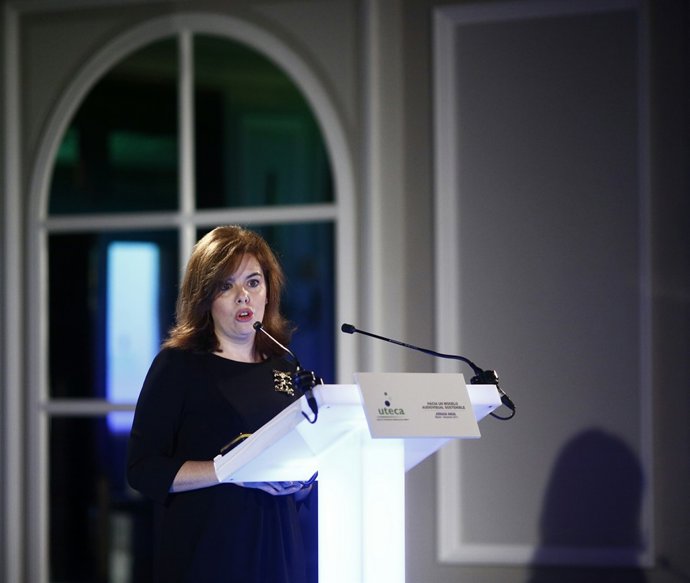 Soraya Sáenz de Santamaría en un acto de UTECA