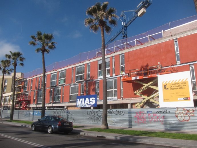 Construcción de la escuela Ceip Mediterrània del barrio de la Barceloneta