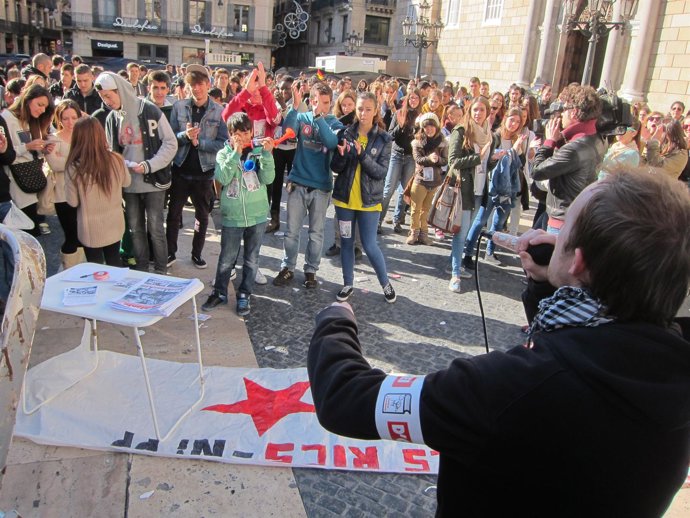 Concentración de estudiantes en Barcelona contra la Lomce 