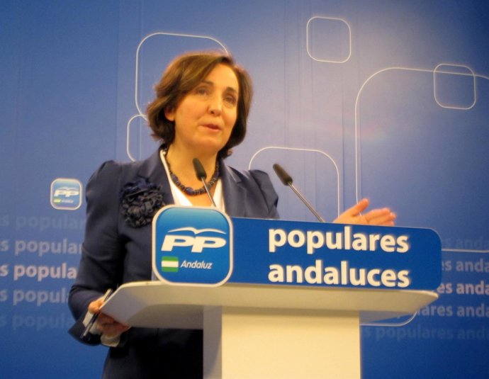 La vicesecretaria de Organización del PP-A, Ana Corredera, hoy en rueda de prens